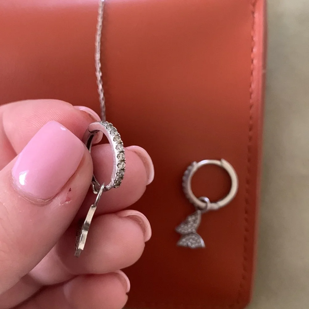 SHOP PAIGE NY Silver Butterfly Huggie Earrings - Picture 2 of 2